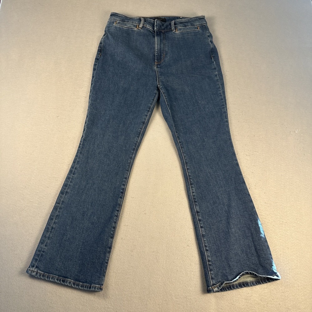 Ann Taylor Flare Jeans‎ Womens 4P Blue Patch Pocket High Rise Curvy Boot Ankle